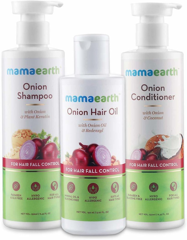 Mamaearth "Anti Hair Fall Spa Range with Onion Hair Oil + Onion Shampoo + Onion Conditioner for Hair Fall Control" Price in India