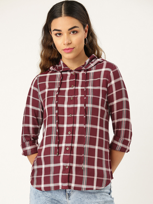 Style Quotient Burgundy Checks Shirt Price in India