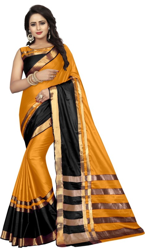 Striped Dharmavaram Cotton Silk Saree Price in India