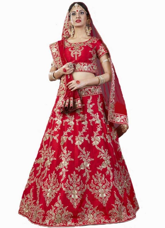 Embroidered Semi Stitched Lehenga Choli Price in India