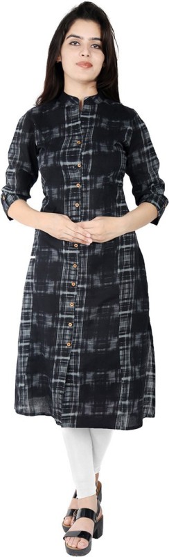 Women Printed Cotton Blend A-line Kurta Price in India