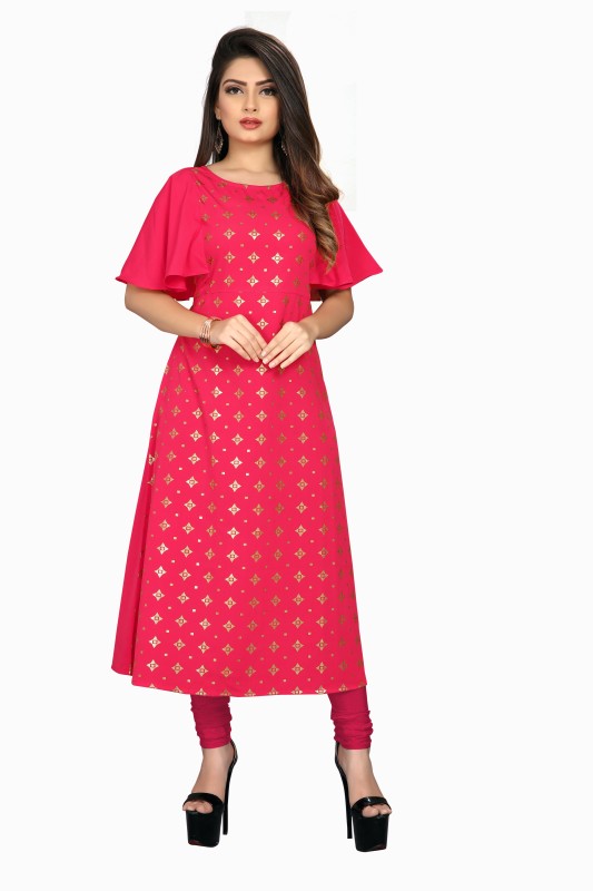 Women Printed Polycotton, Poly Crepe A-line Kurta Price in India