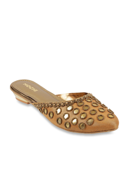 Mochi Antique Gold Mule Shoes Price in India
