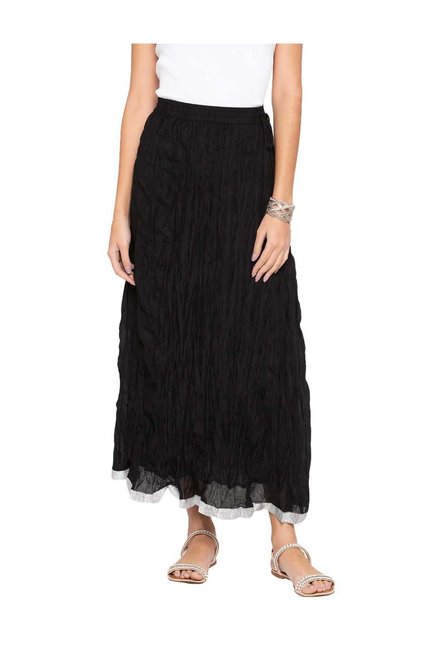 Globus Black Cotton Circular Skirt Price in India
