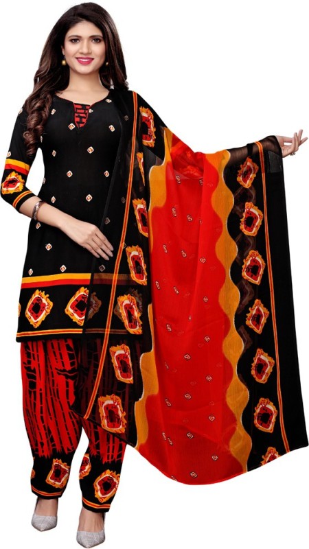 Saara Poly Crepe Printed, Geometric Print Salwar Suit Material Price in India