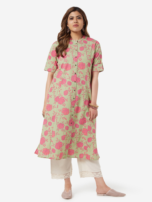 Diza Curve by Westside Mint Floral Print A-line Kurta Price in India