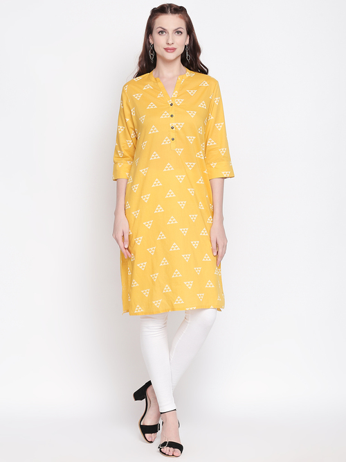 Rangmanch by Pantaloons Yellow Printed Kurta Price in India