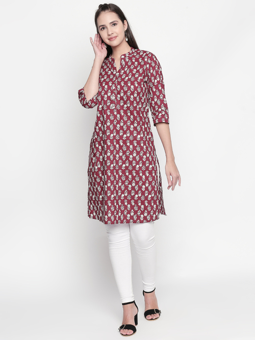 Rangmanch by Pantaloons Maroon Printed Kurta Price in India