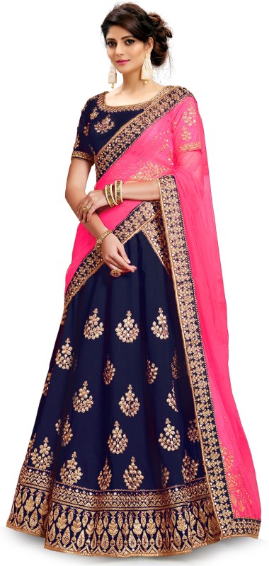 Embroidered Semi Stitched Lehenga Choli Price in India