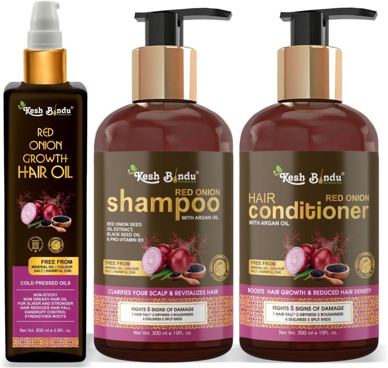 KeshBindu Red Onion Black Seed Oil Ultimate Hair Care Kit (Shampoo + Hair Conditioner + Hair Oil) Price in India