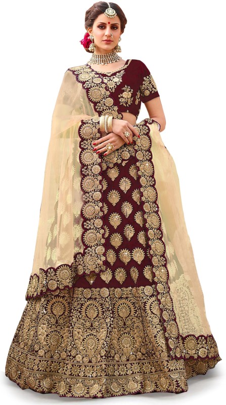 Embroidered Semi Stitched Lehenga Choli Price in India