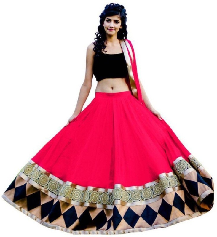 Embroidered Semi Stitched Lehenga Choli Price in India