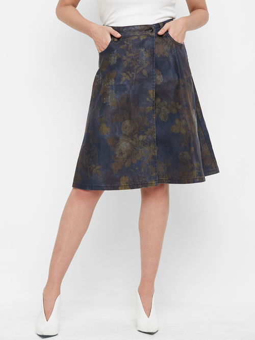 Bebe Blue Printed Skirt Price in India