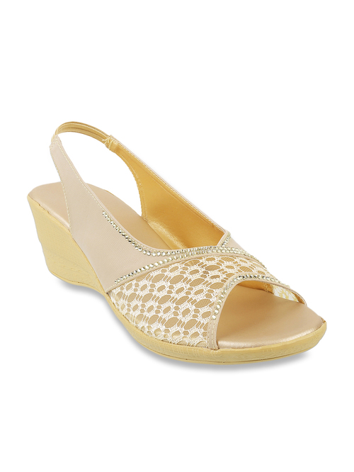 Walkway Golden Sling Back Wedges Price in India