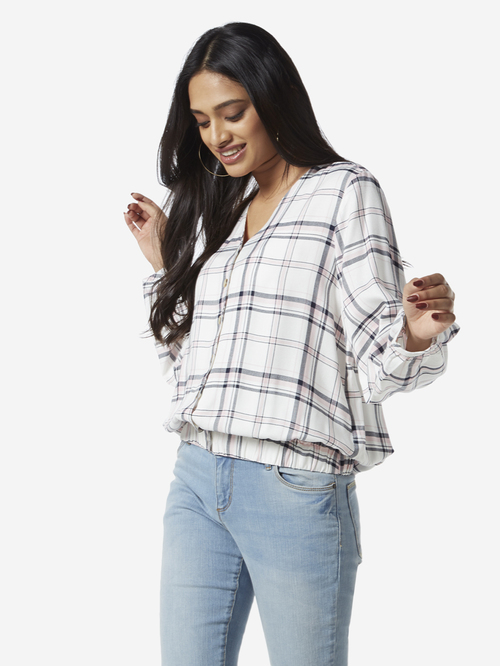 LOV by Westside White Checkered Adrian Top Price in India