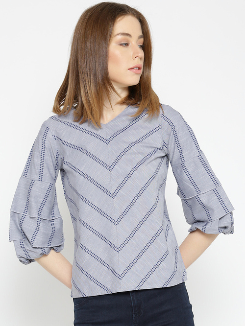 Style Quotient Grey Striped Top Price in India