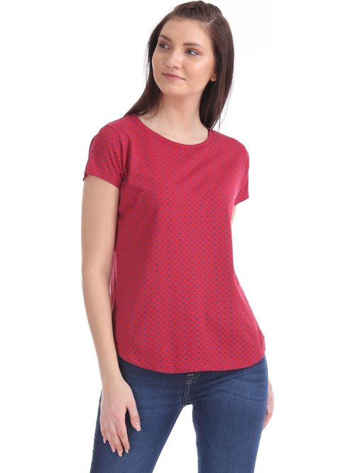 U.S. Polo Assn. Red Printed T-Shirt Price in India