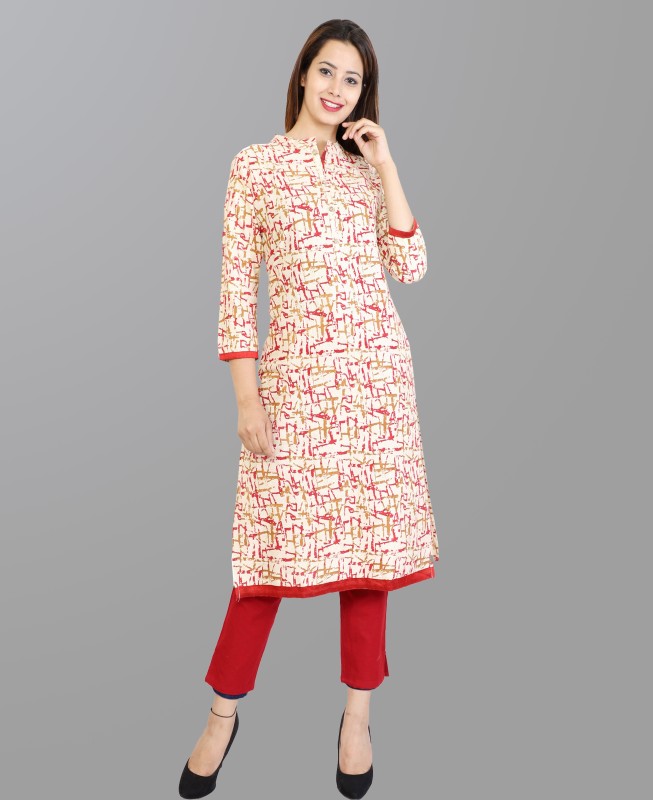 Women Abstract Pure Cotton Straight Kurta Price in India