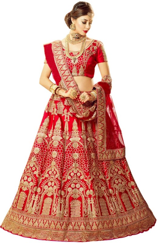 Embroidered Semi Stitched Lehenga Choli Price in India