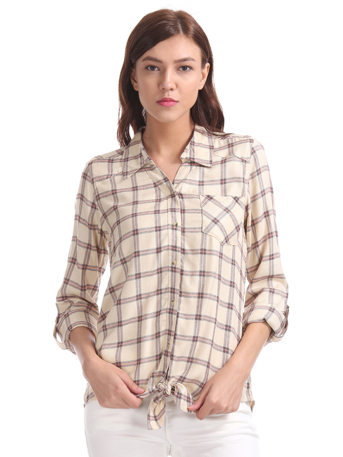 Cherokee Beige Plaid Pattern Shirt Price in India