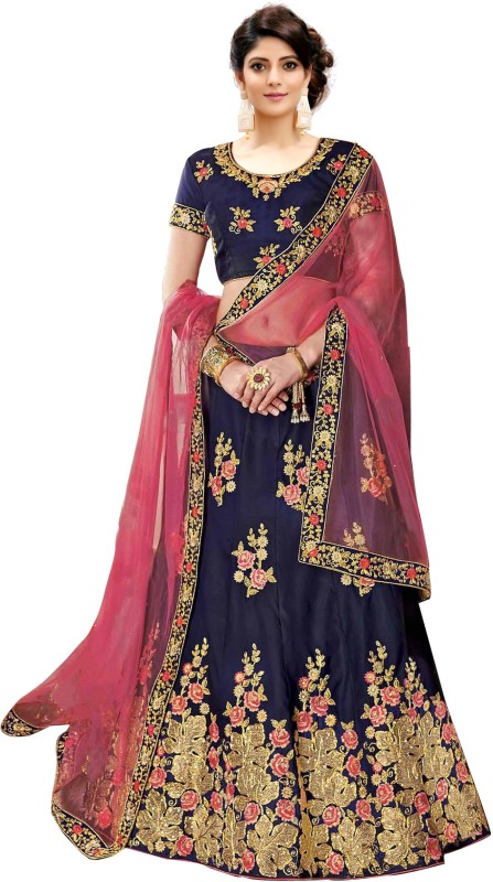 Embroidered Semi Stitched Lehenga Choli Price in India