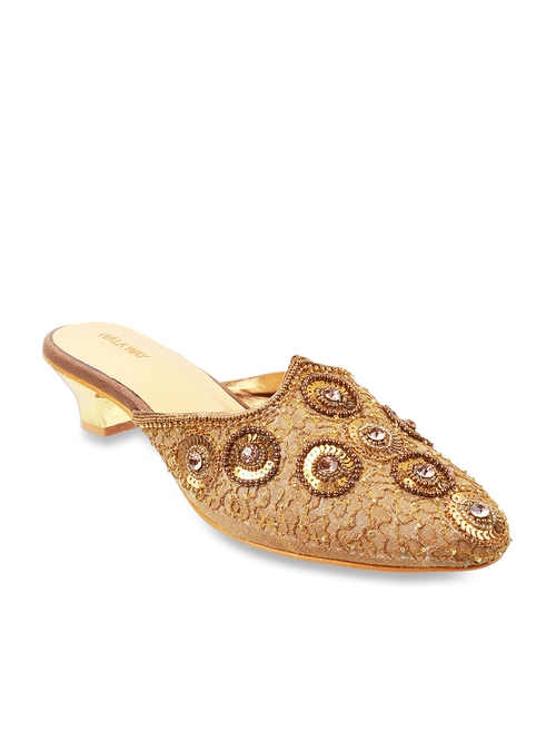 Walkway Antique Gold Mule Shoes Price in India