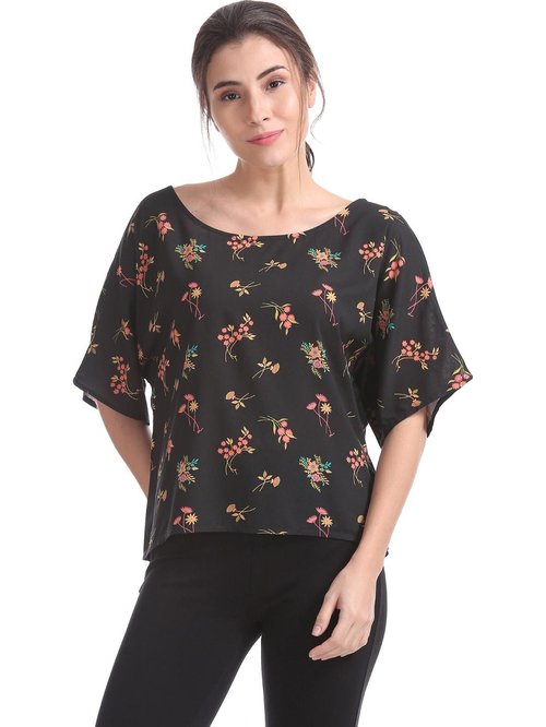 Cherokee by Unlimited Black Printed Top Price in India