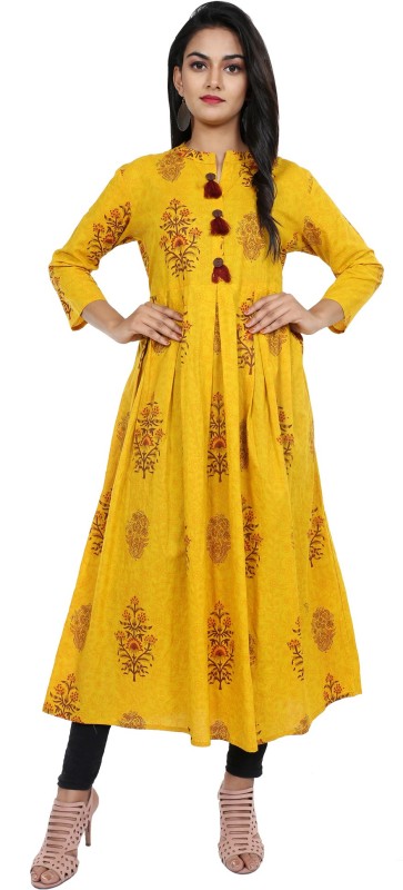 Women Printed Cotton Blend Anarkali Kurta Price in India