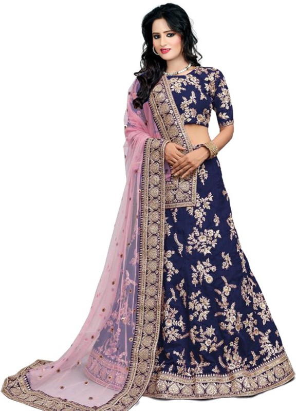 Embroidered Semi Stitched Lehenga Choli Price in India