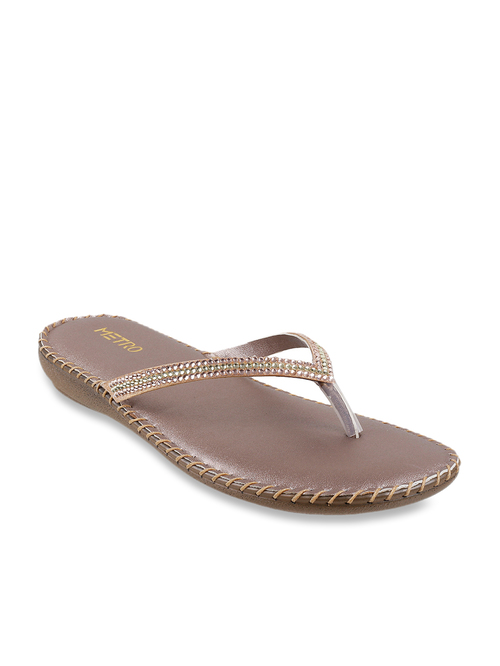 Metro Rose Gold Thong Sandals Price in India