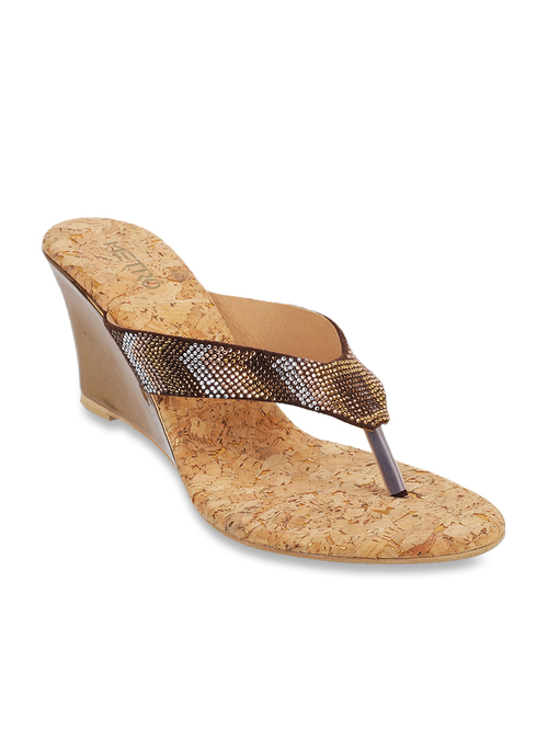 Metro Brown Thong Wedges Price in India