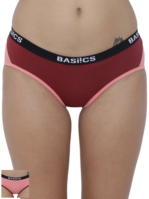BASIICS by La Intimo Multicolor Cotton Hipster Panty ( Pack Of 2 ) Price in India