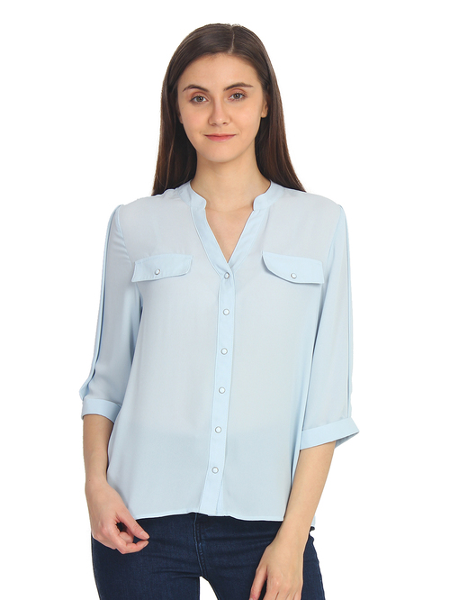 Cover Story Blue Cotton Shirt Price in India