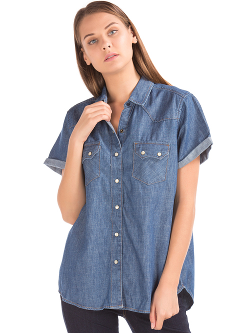 GAP Dark Blue Cotton Shirt Price in India