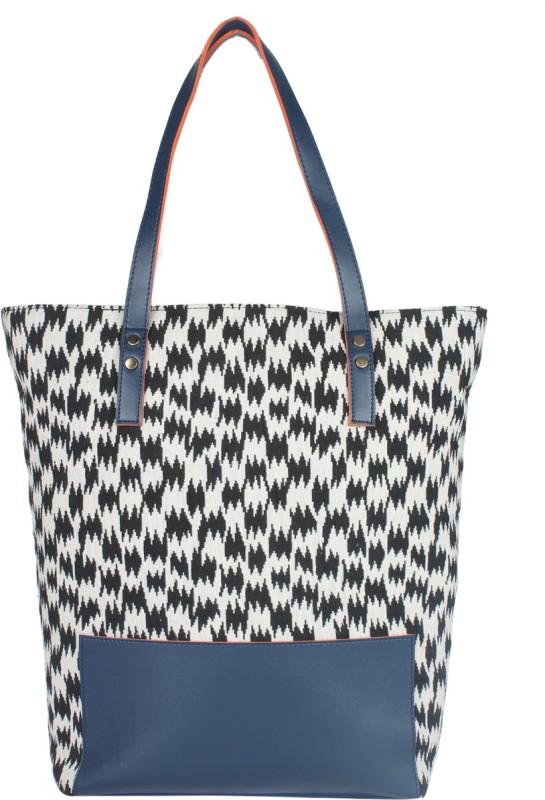 Women Blue, Black, White Tote Price in India