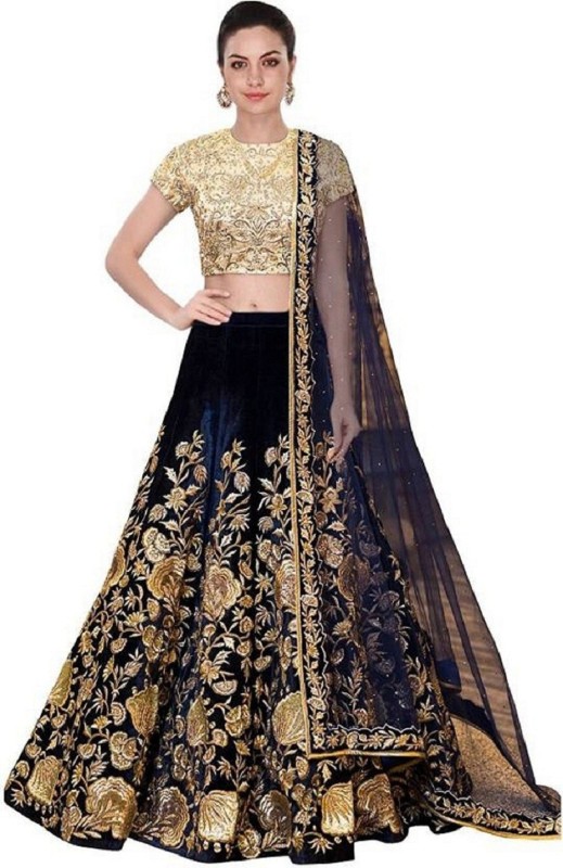 Embroidered Semi Stitched Lehenga Choli Price in India