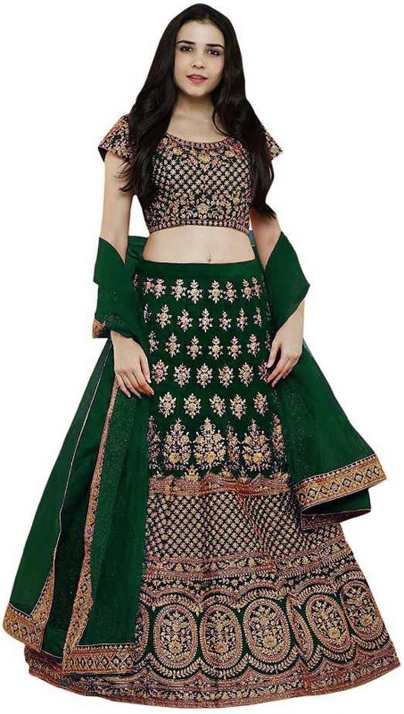 Embroidered Semi Stitched Lehenga Choli Price in India