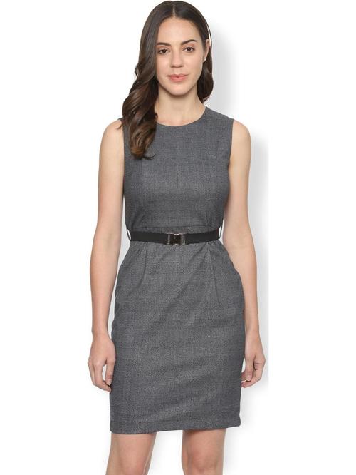 Van Heusen Grey Checks Above Knee Dress Price in India