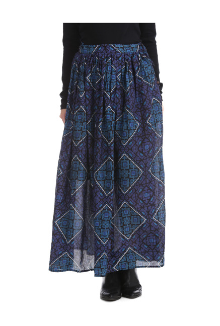 Bronz By Unlimited Blue Printed Maxi Skirt Price in India