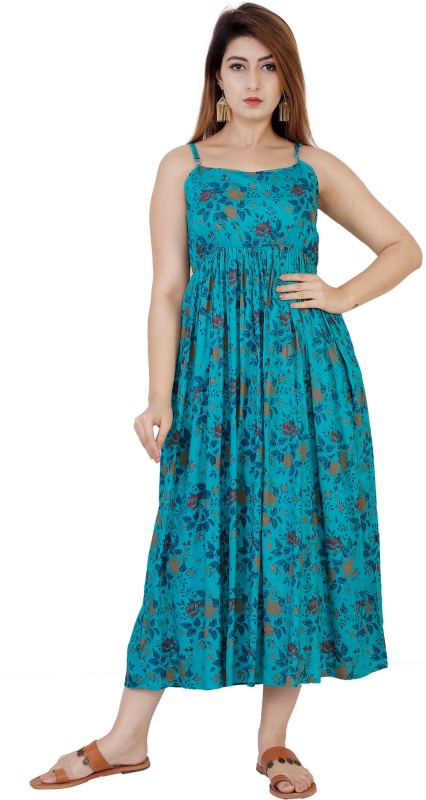 Women Gathered Multicolor Dress Price in India