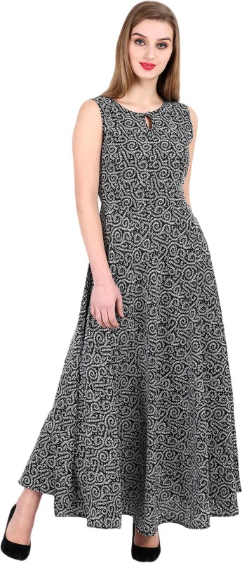 Women Fit and Flare White, Black Dress Price in India