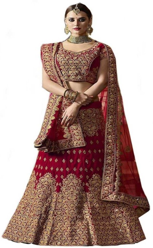 Embroidered Semi Stitched Lehenga Choli Price in India