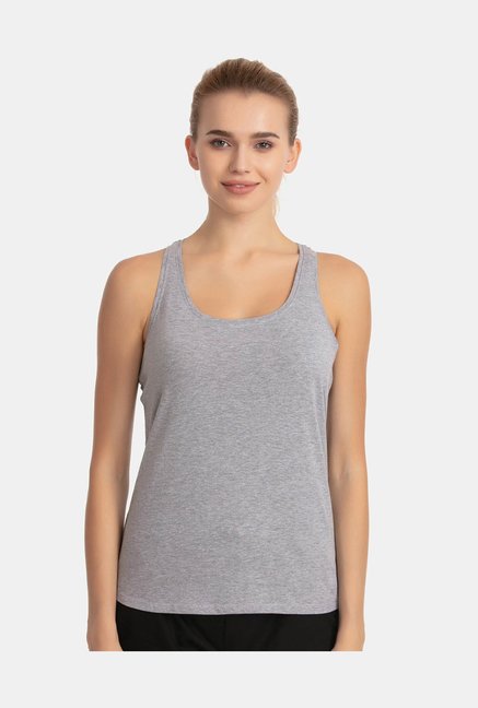 Zelocity by Zivame Grey Textured Tank Top Price in India