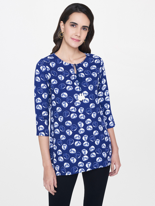 Global Desi Indigo Printed Top Price in India