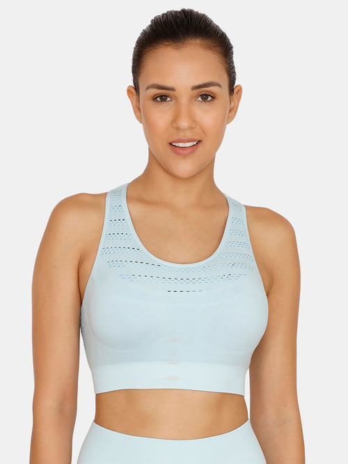 Zelocity by Zivame Blue Non Wired Non Padded Sports Bra Price in India