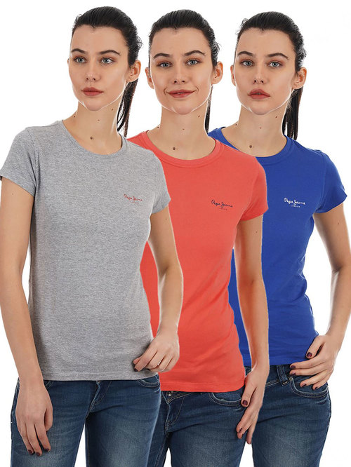 Pepe Jeans Multicolor Regular Fit T-Shirt (Pack of 3) Price in India