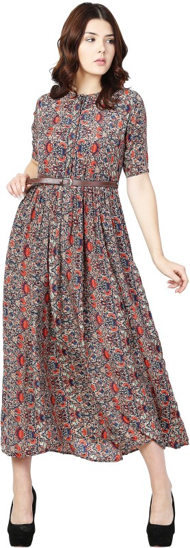 Women Fit and Flare Multicolor Dress Price in India