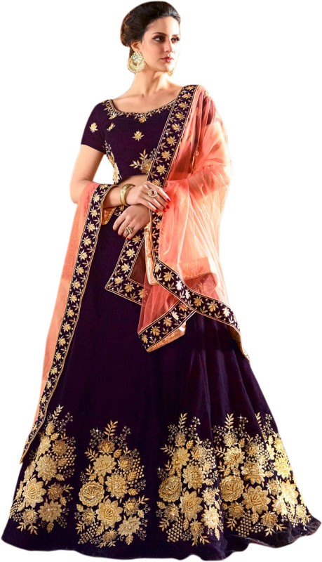 Embroidered Semi Stitched Lehenga Choli Price in India