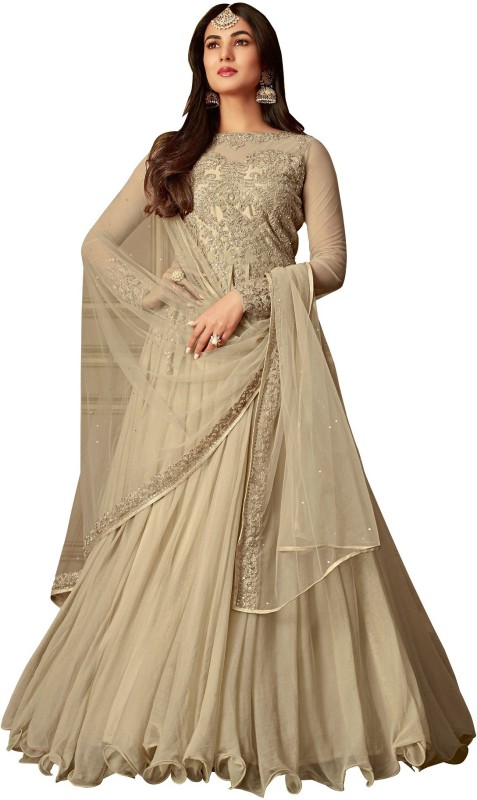 Fashionuma Nylon Net Embroidered Gown/Anarkali Kurta & Bottom Material Price in India