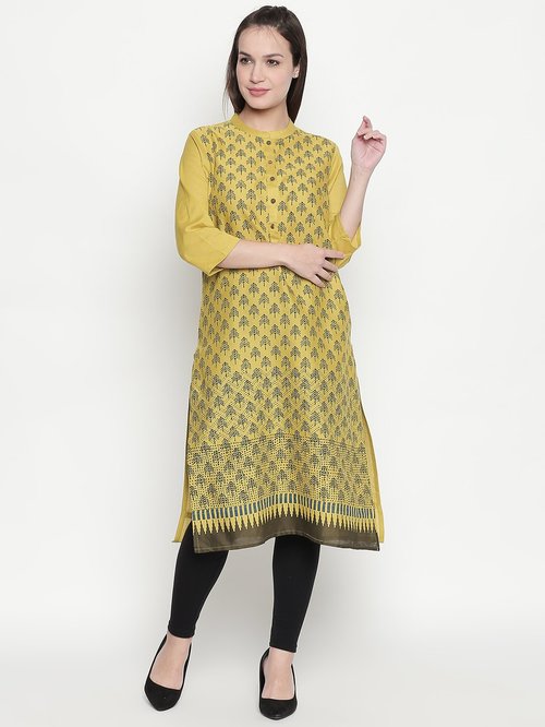 Rangmanch by Pantaloons Lime Green Printed Kurta Price in India